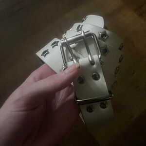 Stylish White Studded Belt